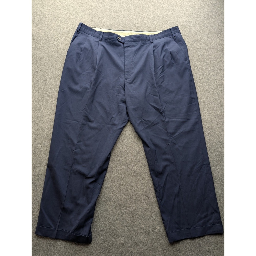 Paul Frederick Men's Dress Pants 46R Navy Blue 100% Wool Made In Italy